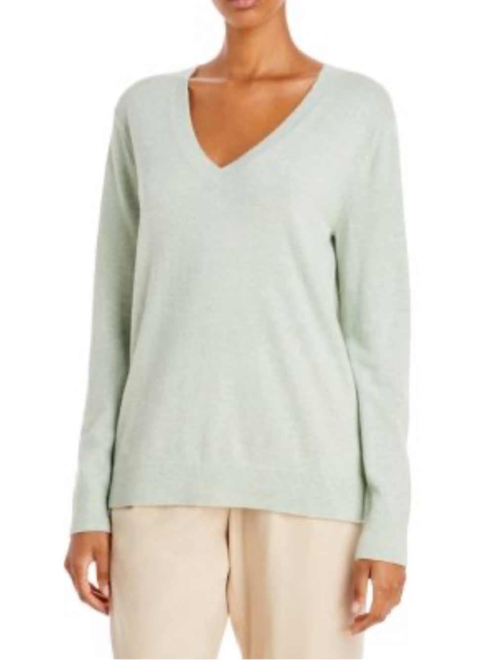 Vince Cashmere V Neck Weekend Sweater, Small, Sea Stone